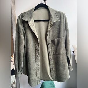 Women’s Army green suede button down jacket/shirt